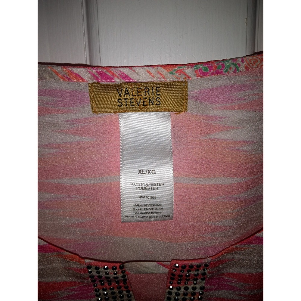 Womens Valerie Stevens Pink Brown Poncho Style Top Size XL EUC - Picture 3 of 7